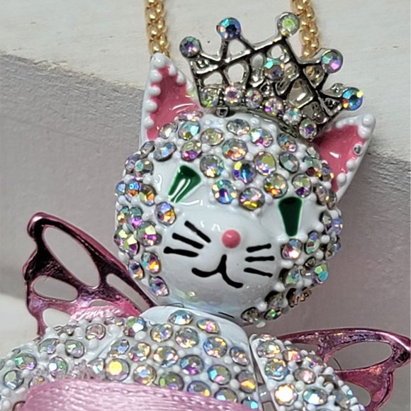 Betsey Johnson Christmas Ballerina Necklace Rhinestone - Picture 6 of 10